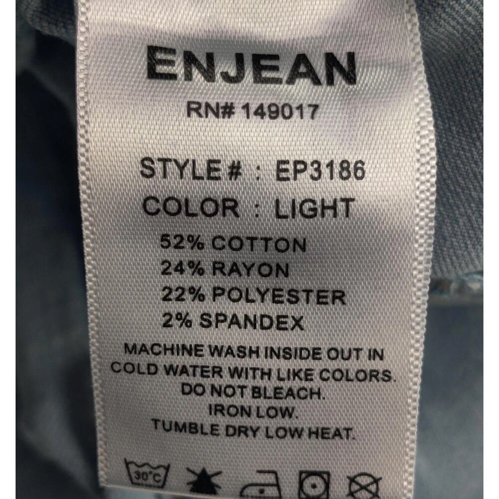 ENJEAN Bootcut Jeans Juniors 5 Blue Light Wash Distressed Stretch Denim 27x30 - Picture 3 of 11